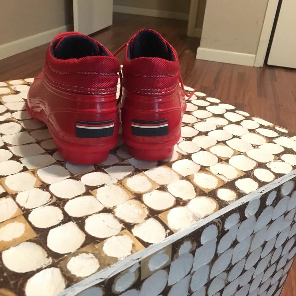 Red duck boots!